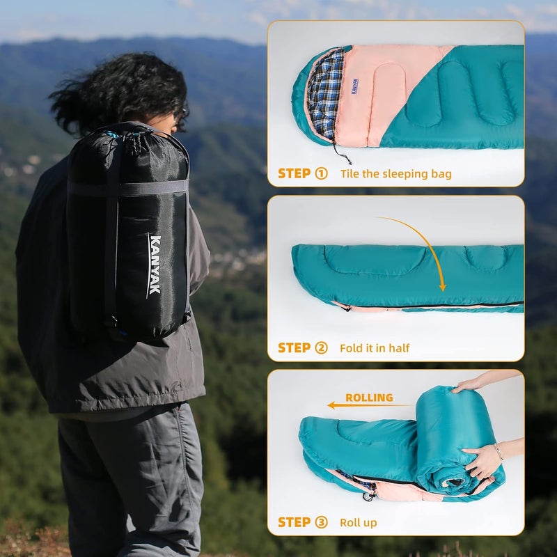 Kanyak Camping Sleeping Bag, 32℉ Sleeping Bags for Adults Kids Teens Cold Weather Warm Sleeping Bag Winter for 3-4 Season Camping, Camping Gear Equipment, Traveling, and Outdoors - Image 5